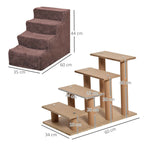 PawHut 4-Step Dog Stairs with Removable and Washable Cover, Portable, 60x35x44 cm, Brown
