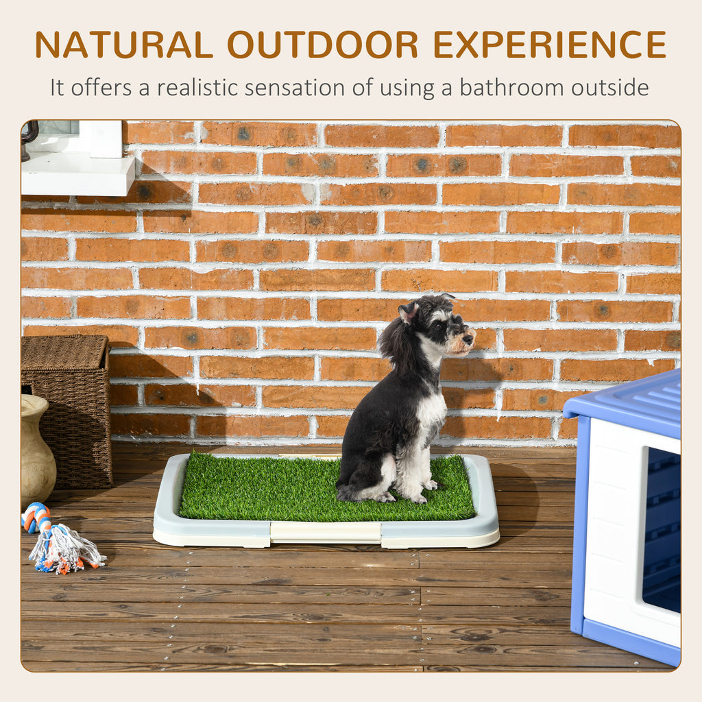 PawHut 3-Layer Dog Litter Box with Synthetic Grass, Grid and Bottom Tray, 63x48.5cm - Borgè