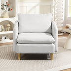 Modern Fabric Living Room Armchair with Wide Seat and Thick Padding, 90x86x91 cm, Cream