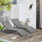 Outsunny Set of 2 Folding Garden Loungers, Aluminum and Textilene Sun Lounger, 61x165x63 cm