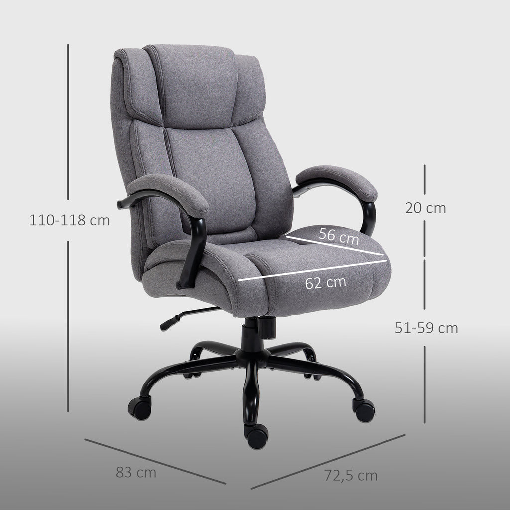 Vinsetto Ergonomic Office Chair in Linen-Effect Fabric, 220kg Load Capacity, Swivel, Height-Adjustable, Light Grey