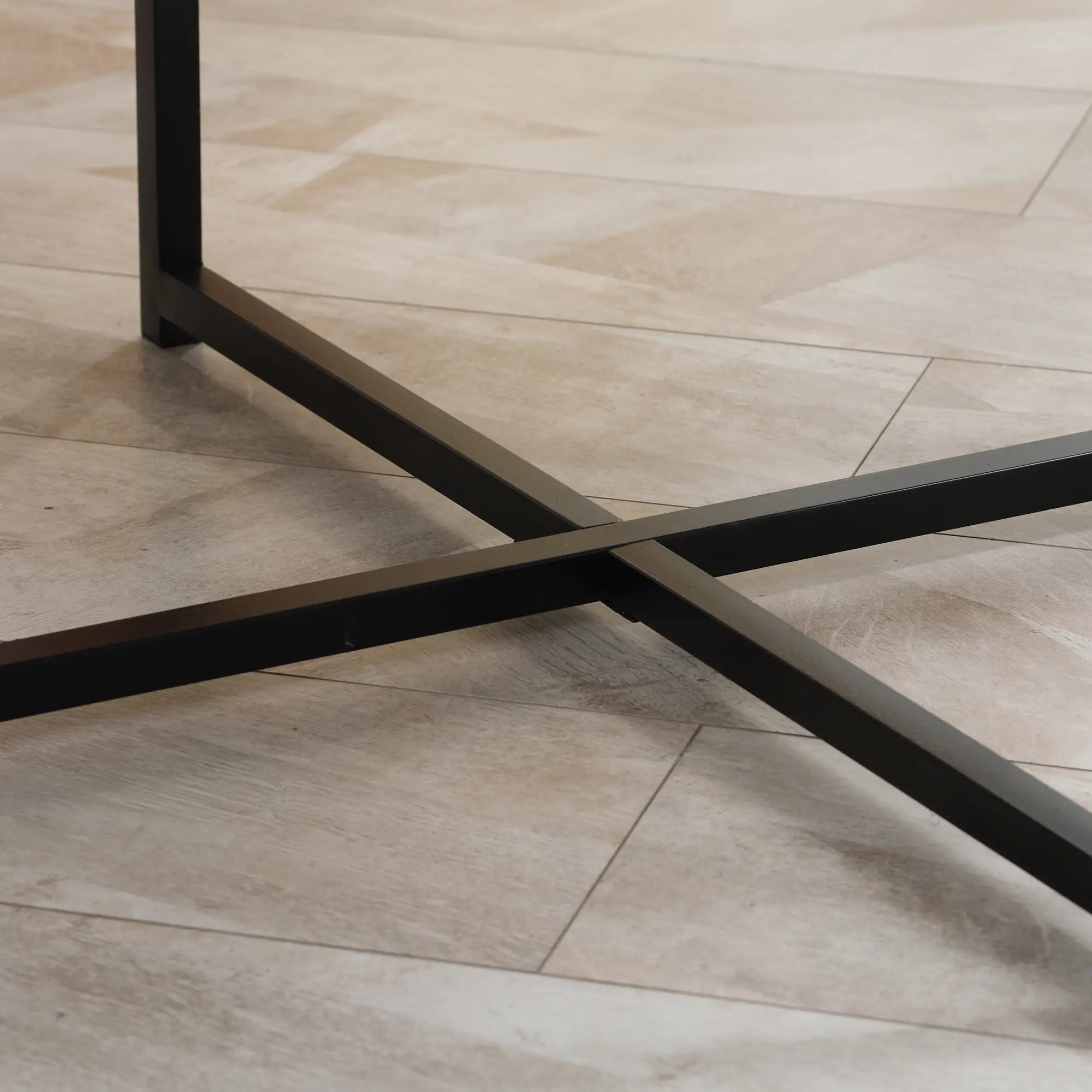Round Coffee Table with Marble Effect MDF Top and Metal Legs, Φ80x45 cm, White