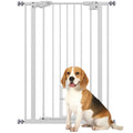 Tall Adjustable Dog Gate with Small Door and Automatic Closing, 74-80x104cm, White