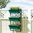 Vertical Outdoor Planter and 3 Plastic Plant Pots with Drainage Holes, 56x42x100 cm, Green