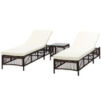 Outsunny set 2 sunbaths with padded cushions and table in rattan pe, brown and beige - Borgè