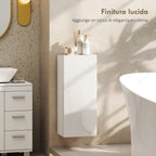 HOMCOM Bathroom Cabinet with 2 Adjustable Glass Shelves and Handleless Door, Gloss White