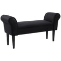 Padded Bed End Bench with Rolled Armrests, 102x35x51cm, Black