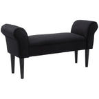 Padded Bed End Bench with Rolled Armrests, 102x35x51cm, Black