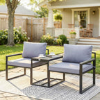 Outsunny 3-Piece Outdoor Set with Garden Table and 2 Chairs with Texteline Seat and Cushions, Grey