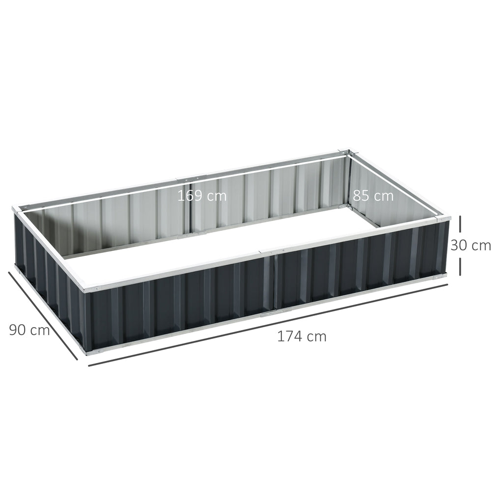 Raised Garden Bed in Steel, Adjustable Shape and Open Bottom, 174x90x30cm - Borgè