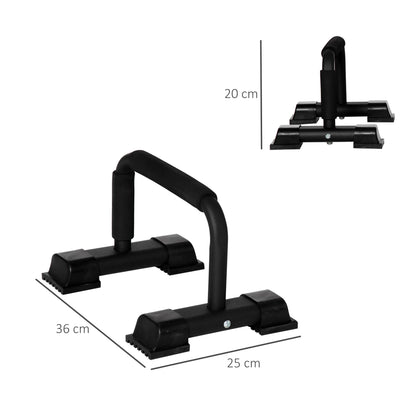 HOMCOM Set of 2 Steel Parallel Bars with Non-Slip EPE Handle, 36x25x20 cm, Black