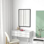 HOMCOM Rectangular Wall Mirror with Hooks, in Glass and MDF, 60x80 cm, Black - Borgè