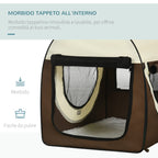 Foldable Oxford Pet Carrier with Removable Washable Cushion and Carry Bag, 70x51x59cm, Brown