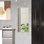 HOMCOM Window Style Wall Mirror with Vertical and Horizontal Mounting, 110x50cm, Gold - Borgè