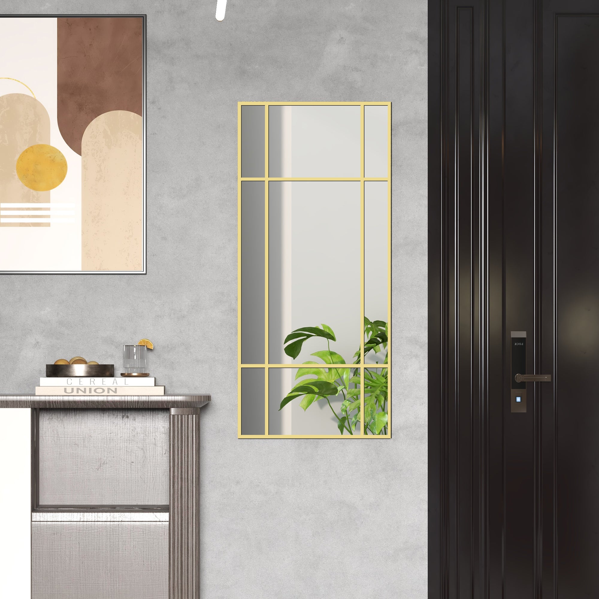 HOMCOM Window Style Wall Mirror with Vertical and Horizontal Mounting, 110x50cm, Gold - Borgè