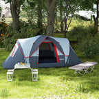 Outsunny 6-Person Water-Repellent Camping Tent with UV Protection, Fiberglass Poles, 4.55 x 2.2 x 1.8 m, Grey