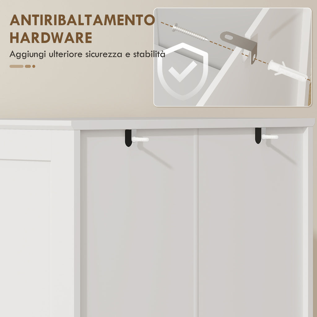 HOMCOM Kitchen Cabinet with Doors, Cupboards and Silent-Closing Hinges, Wooden, 60x40x162 cm, White