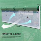 unnel Greenhouse with 3 Roller Doors and 6 Windows, in Galvanized Steel and PE, 6x3x2 m, Green