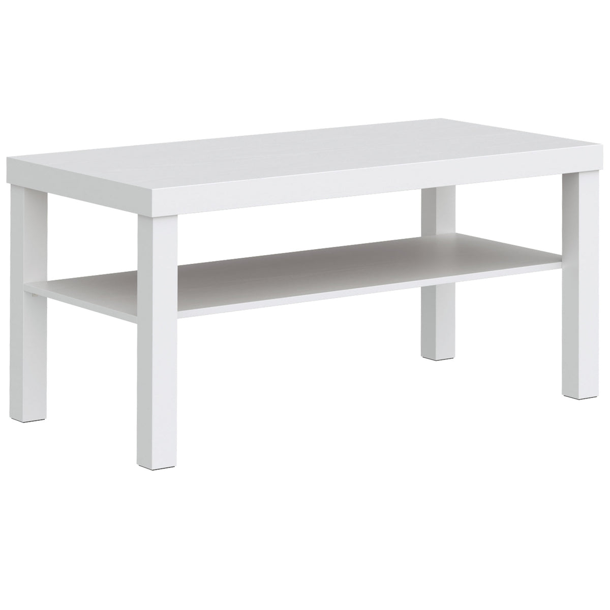 HOMCOM Rectangular Coffee Table with Large Shelf, 90×45×44.5 cm, White
