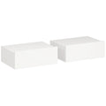 HOMCOM Set of 2 Modern Floating Bedside Tables with Wooden Drawer, 40x30x15cm, White