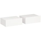 HOMCOM Set of 2 Modern Floating Bedside Tables with Wooden Drawer, 40x30x15cm, White
