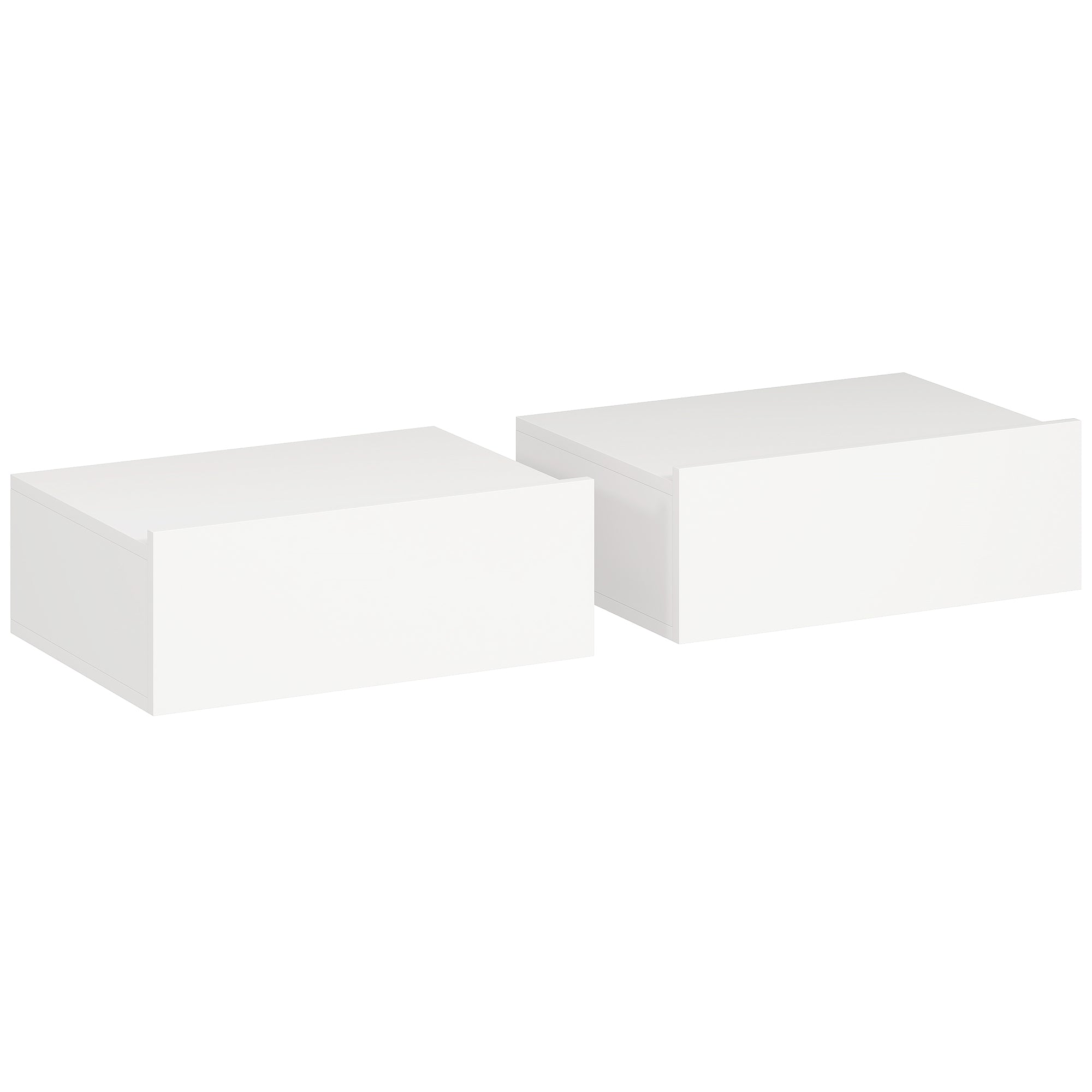HOMCOM Set of 2 Modern Floating Bedside Tables with Wooden Drawer, 40x30x15cm, White