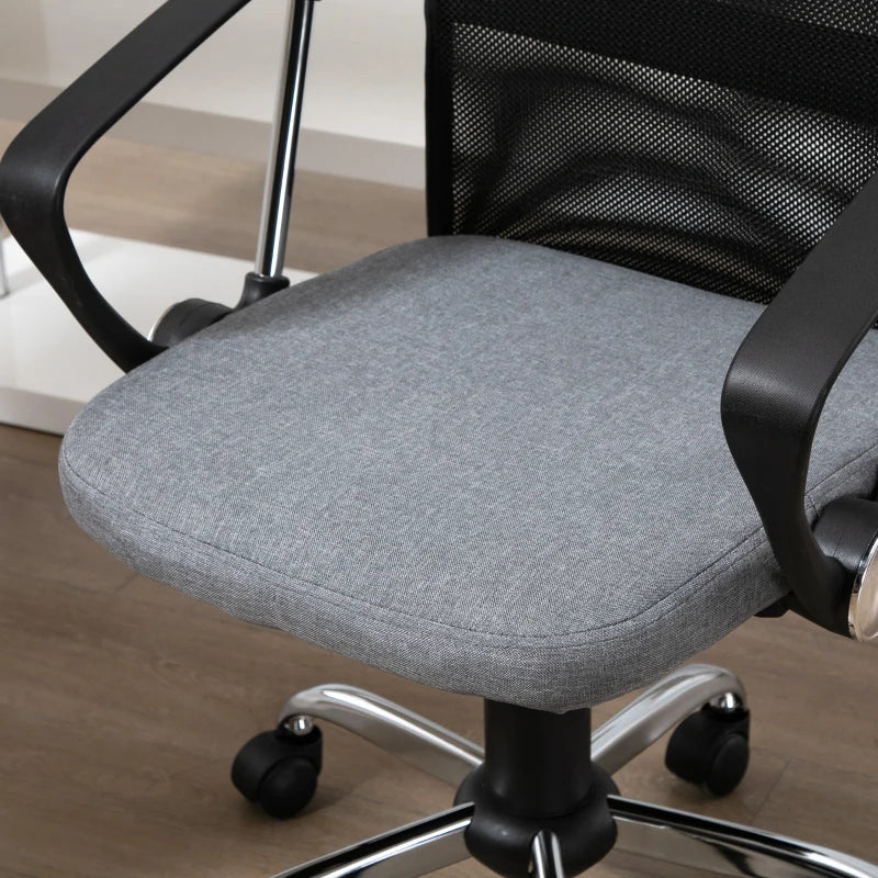 Grey Fabric Office Chair, Ergonomic Swivel Desk Chair, 60 x 66 x 91-101cm