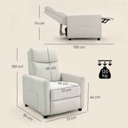 HOMCOM Reclining Chair 135° max in Linen Effect Fabric, Foam, Steel and Wood, 73x86x100 cm, Cream White