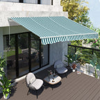 Outdoor Awning with Arms with Crank, Metal and Polyester, 295x250cm Green and White