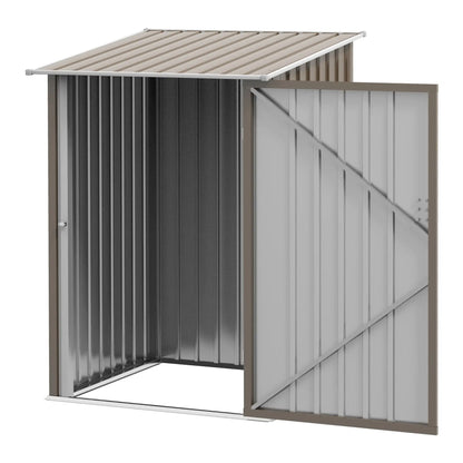 Galvanized Steel Tool Shed with Pitched Roof and Lock, 100x103x160 cm, Brown 0.92m²