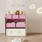 3-Tier Mobile Toy Storage Shelf with 6 Baskets, Pink