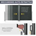 Outsunny Adjustable UV-Resistant Garden Divider with Handle, Metal and 180g/m² Polyester, 600x180cm, Grey