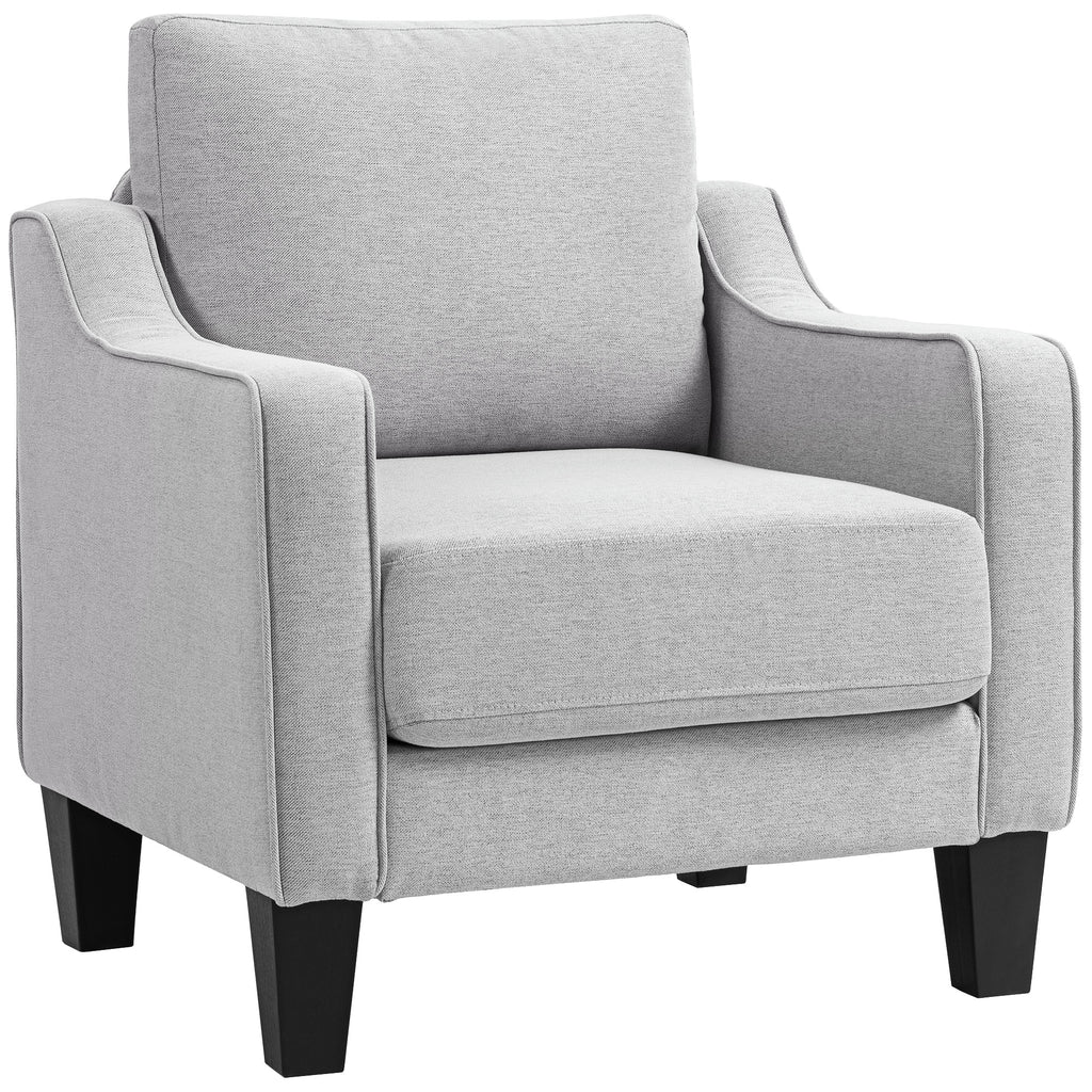 Modern Fabric Armchair with Thick Padding and Pocket Springs, 77x77x86 cm, Grey