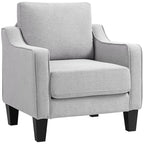 Modern Fabric Armchair with Thick Padding and Pocket Springs, 77x77x86 cm, Grey
