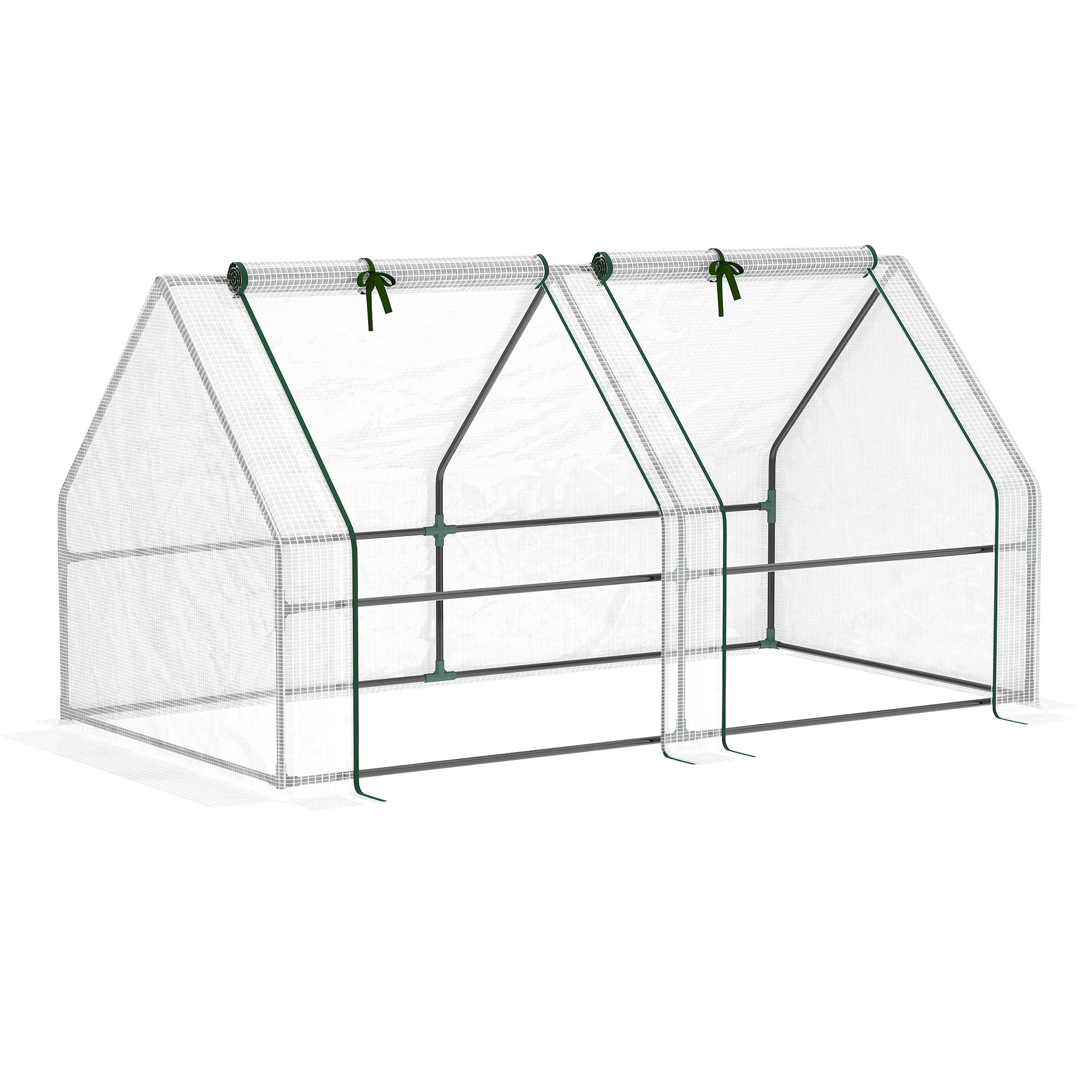Garden Greenhouse with Reinforced PE Cover and Steel Frame, 180x90x90cm, White