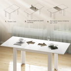 Extendable Dining Table for 6-8 People, 140-180 x 80 cm, White