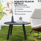 Round Garden Coffee Table in Industrial Style with Non-Slip Feet, in Metal, Ø70x42 cm, Black