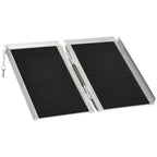 Folding Wheelchair Ramp with Side Guides, Aluminum Alloy, 61x72 cm, Silver and Black