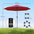 Outsunny 3x2.5 m Tilting Garden Umbrella with Removable Pole, in Metal and Polyester, Dark Red