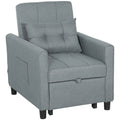 Folding Convertible Sofa Bed with Adjustable Backrest and Cushion, Grey