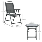 Outsunny 3-Piece Garden Set with 2 Chairs 53.5x64x93 cm and Coffee Table Ø45x50 cm, Metal, Dark Grey
