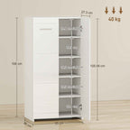 HOMCOM Modern Entryway Shoe Rack with 5 Adjustable Shelves, 55x36x108 cm, White