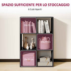HOMCOM Cube Bookcase with 6 Storage Shelves, Wooden, 61.5 x 29.5 x 91.5 cm, Black