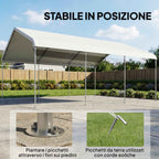 Outsunny Carport 5x6m, Portable Garage, Galvanized Steel Frame for Cars/Trucks, Cream