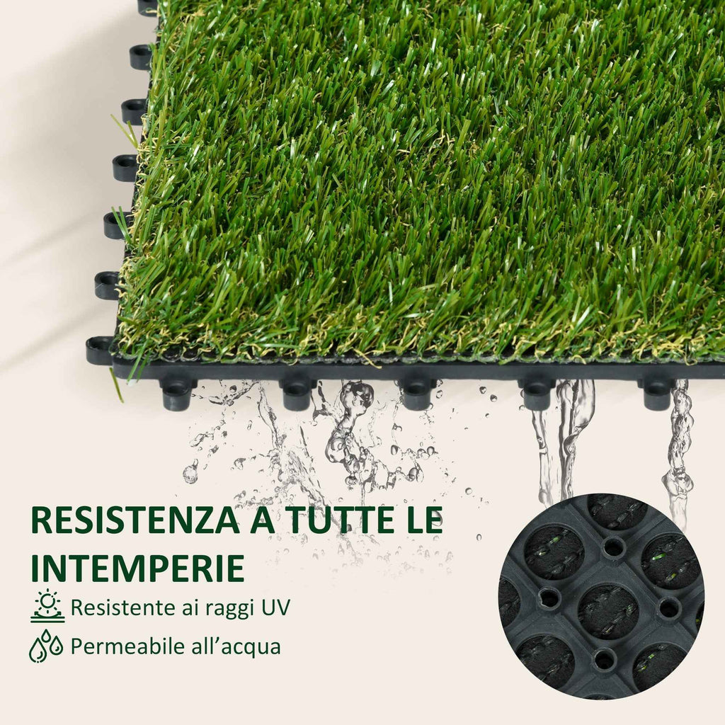 Outsunny Artificial Grass, Realistic Synthetic Lawn, 30x30cm, Dark Green