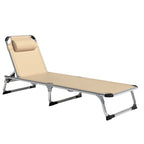 Outsunny Folding Deck Chair with Adjustable Headrest and Backrest in Aluminum, 60x165x76 cm, Beige