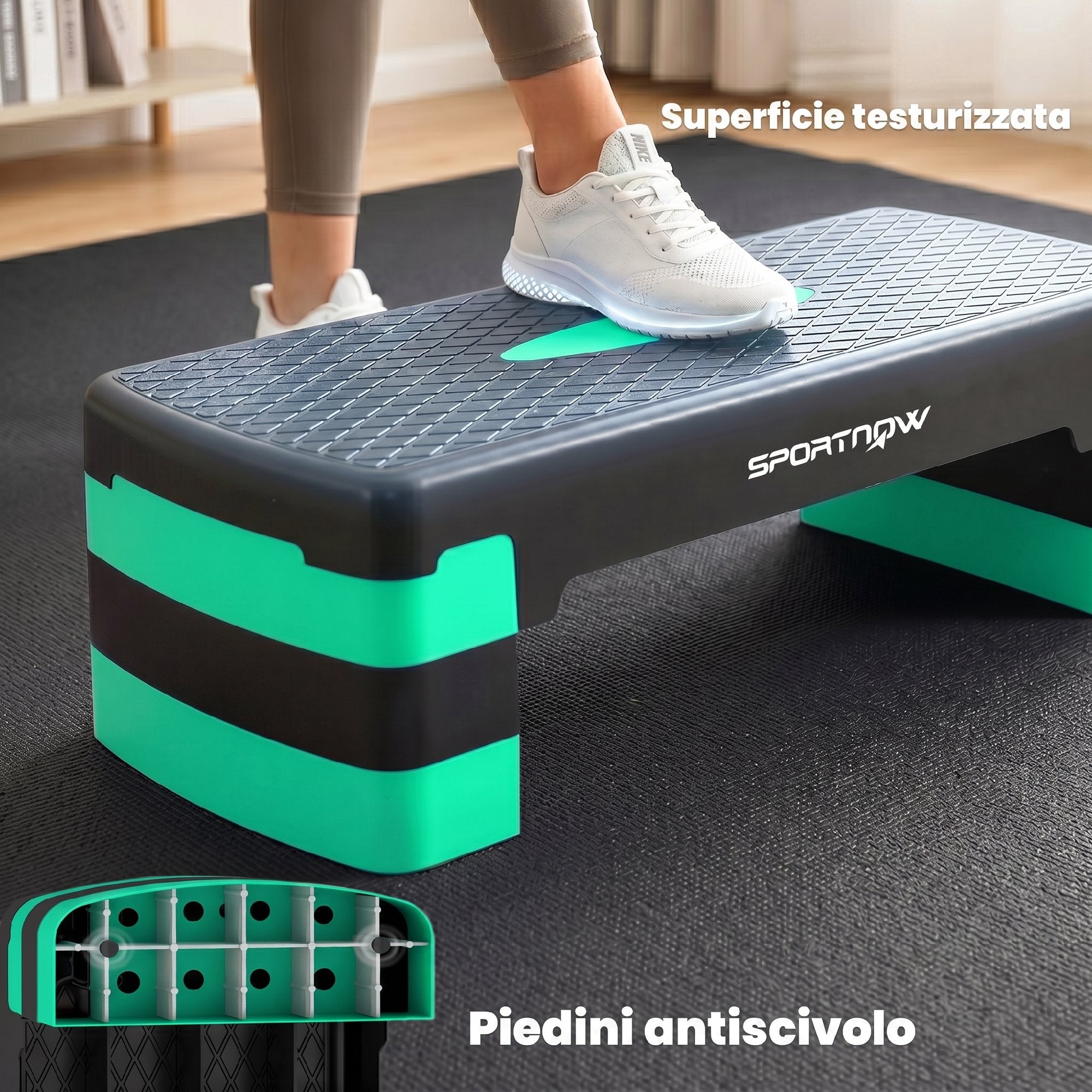 SPORTNOW Adjustable Aerobic Stepper, Height 10/15/20cm with Riser