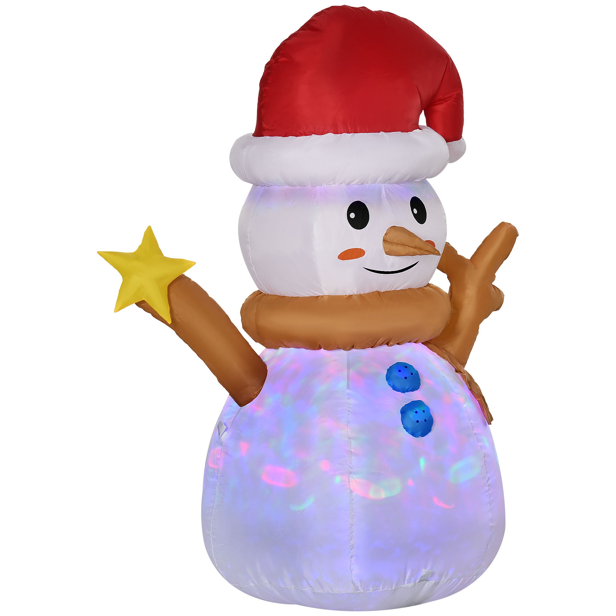 Inflatable Snowman with Colorful LED Light with Inflator Included, 97x50x120cm