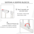 3-Way Dog Gate with Adjustable Width 74-148 cm and Automatic Closure, White