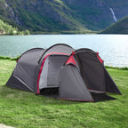 Outsunny camping curtain 2 seats with vestibule and doors with zipper, 426x206x154cm gray - Borgè